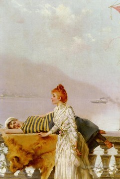 Matteo On The Balcony woman Vittorio Matteo Corcos Oil Paintings